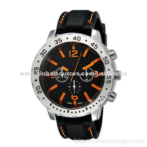 Unisex Round Analog Watch with Silicone Strap (Orange) with Japan MovementNew